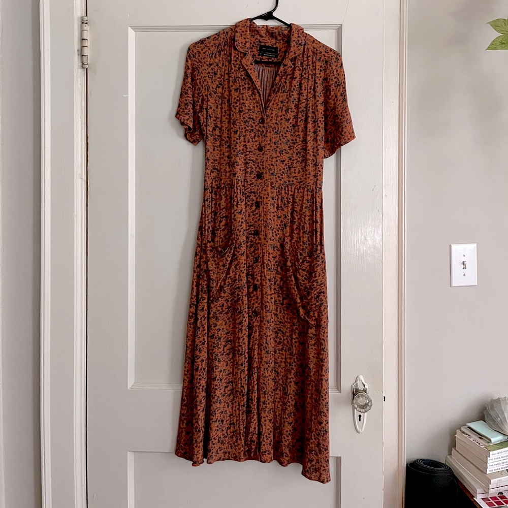 Urban Outfitters Rust Floral Midi Dress